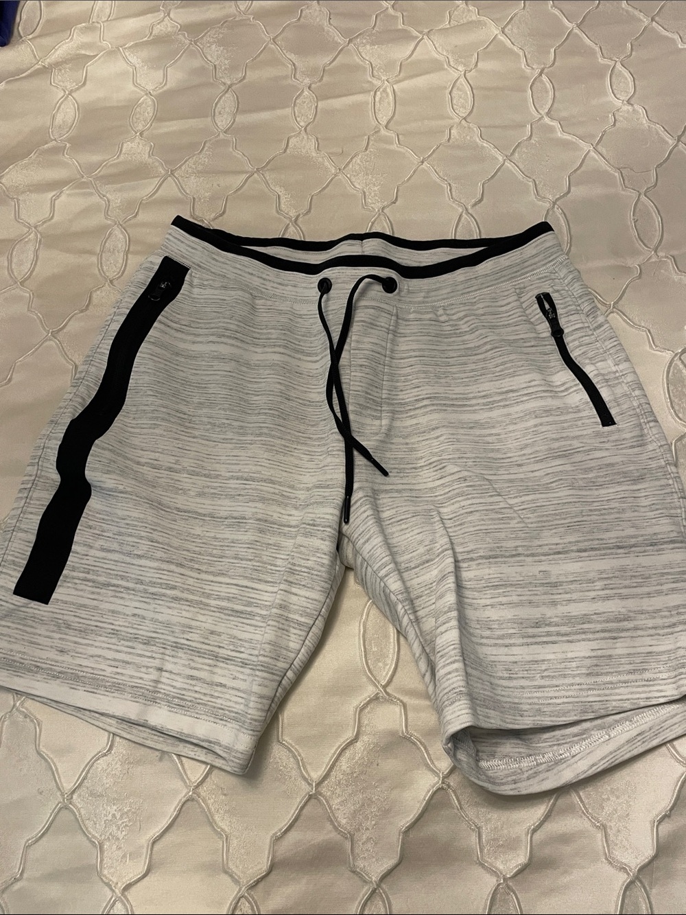 American Eagle Outfitters Light Heather Gray Athletic Shorts with Black Accents